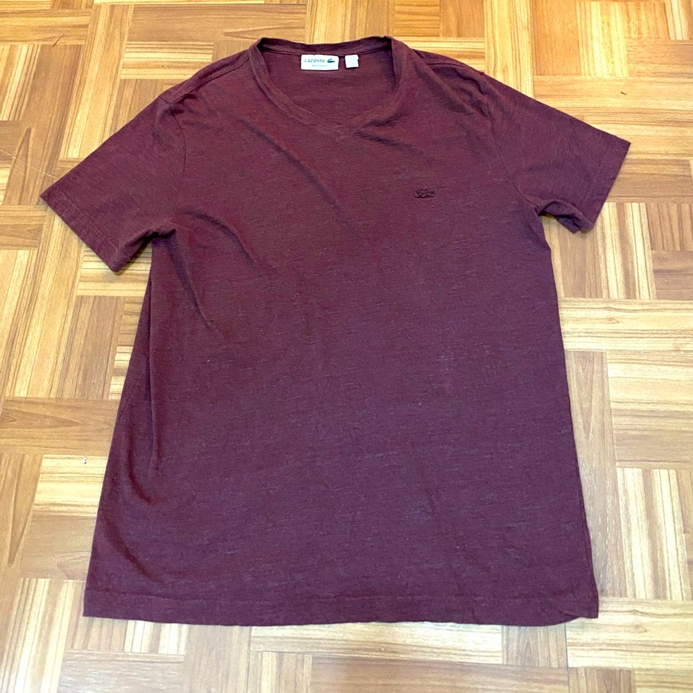 Lacoste Men’s Maroon Cotton T-Shirt Medium